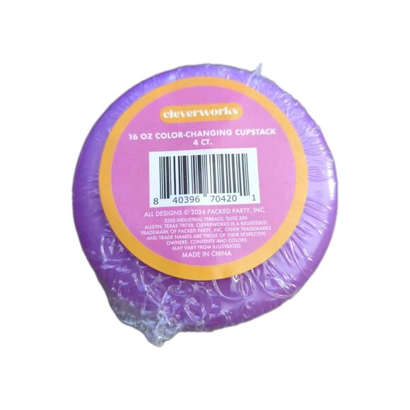 4 Color Changing Cheers Plastic Cups Purple Party Birthday Bridal Bachelorette - Picture 3 of 3